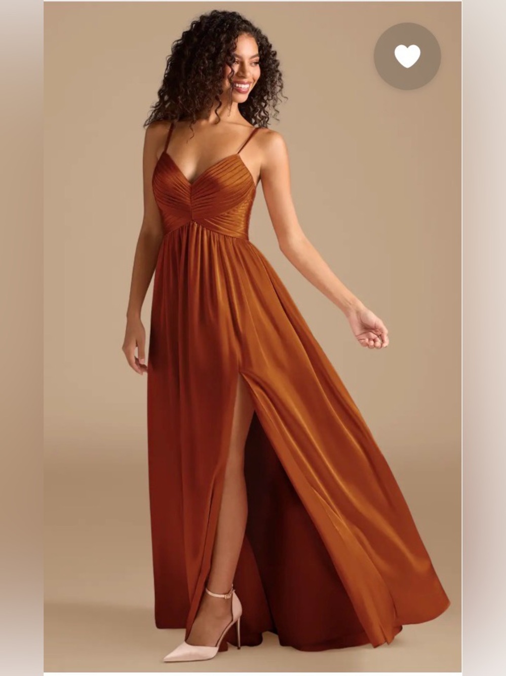 Azazie Spaghetti-Strap Rust Maxi Dress - Picture 2 of 2